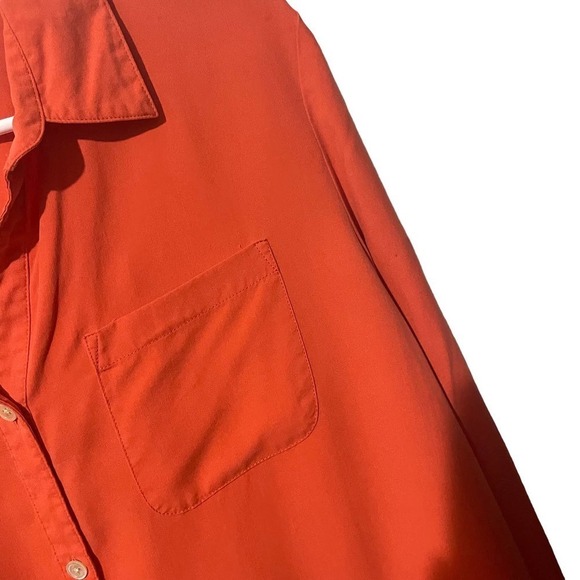 J Jill 100% Silk Button Down Orange Long Sleeve Top - Picture 3 of 7